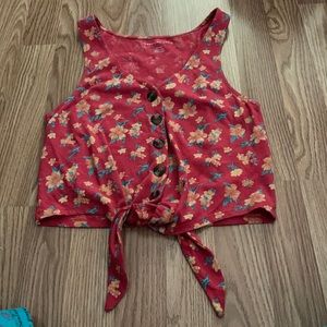 American Eagle V-Neck Crop Top Button Down